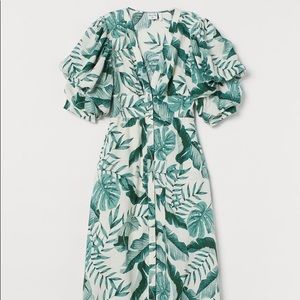 JOHANNA ORTIZ x H&M palm leaf print linen dress